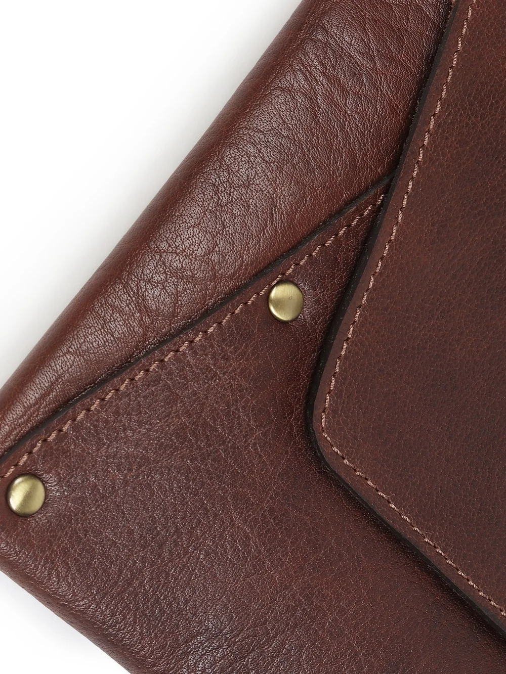 Vintage-Style Brown Leather Envelope Clutch